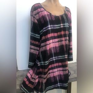 LILY BY FIRMIANA  Pink And Gray Plaid Tunic Dress Sz 4XL